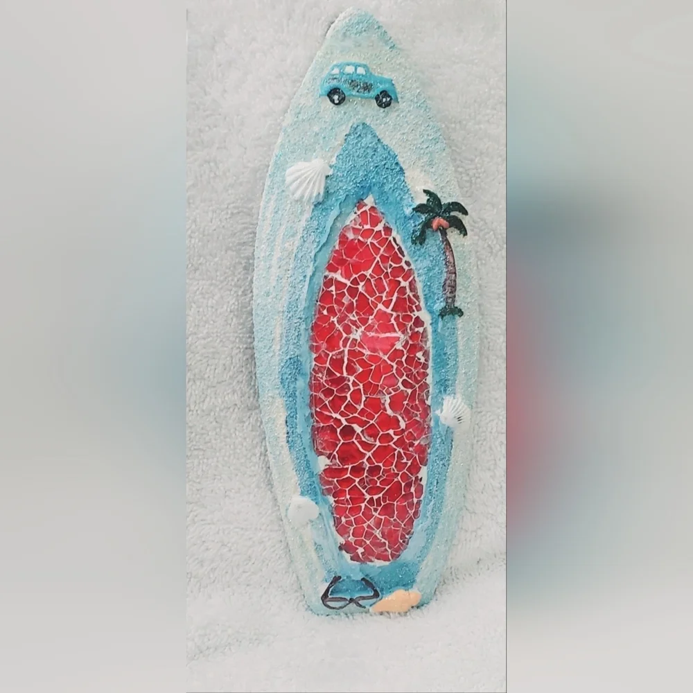 Decorative Surfboard Wall Art with Mosaic Design - Picture 2 of 5
